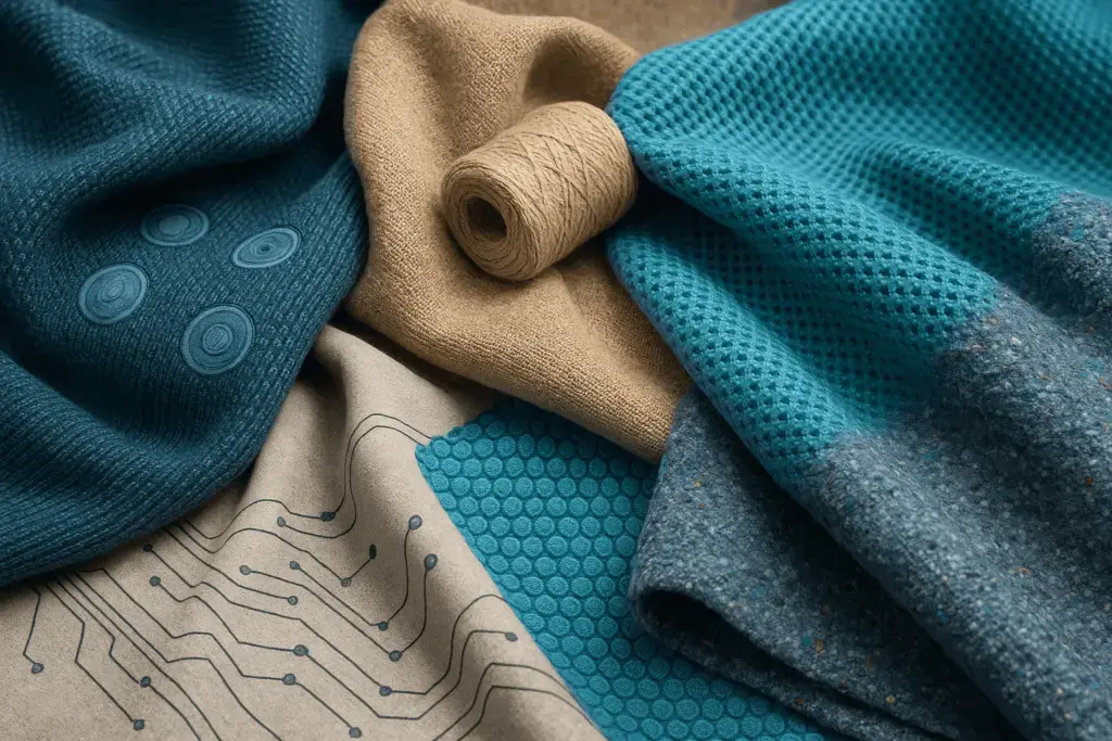 Advanced sustainable fabric materials including smart textiles and eco-friendly fibers